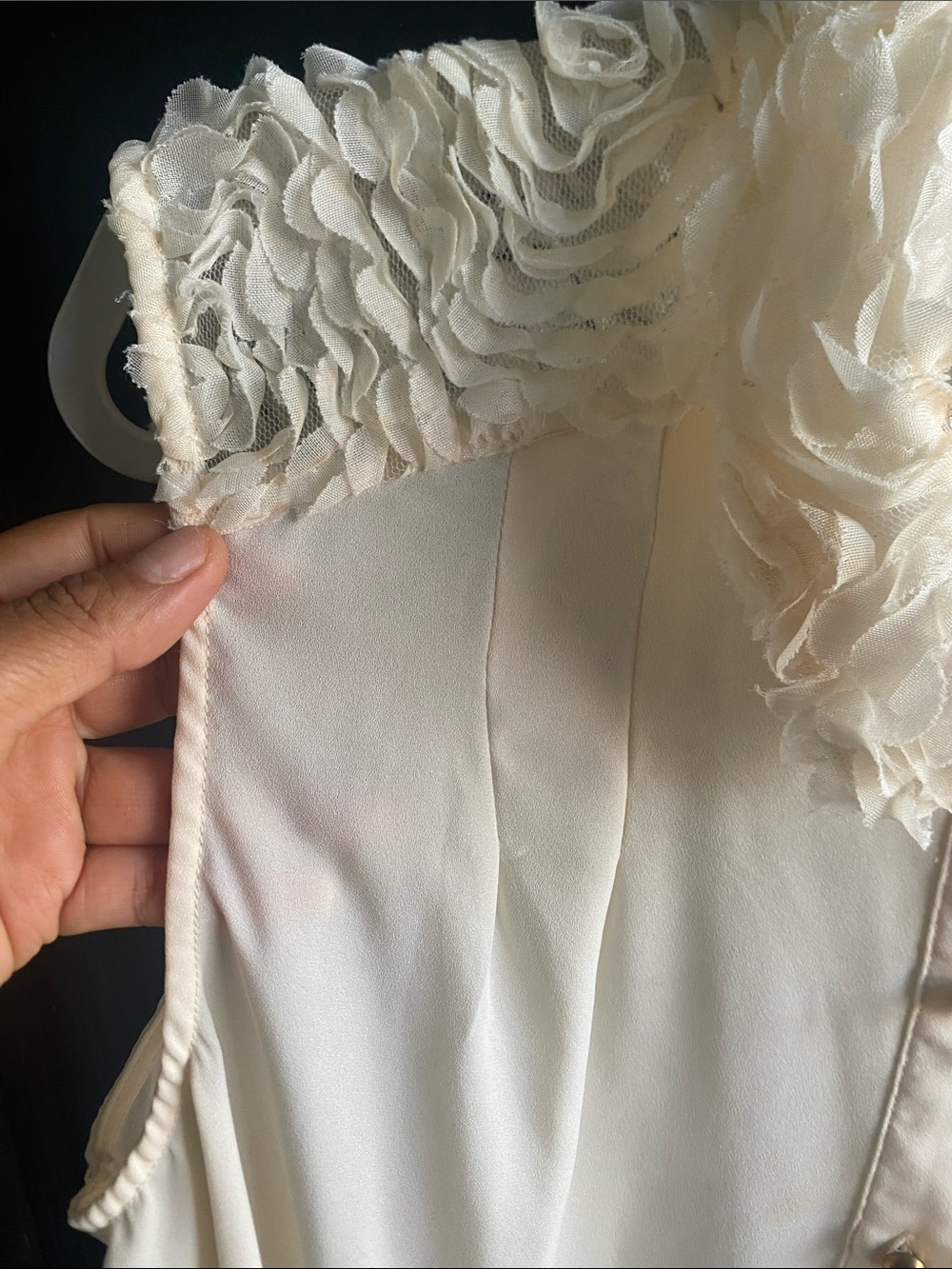 ECI Sleeveless Ivory Ruffle-Collar Button Front Blouse - Picture 9 of 15